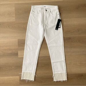 NWT Hudson Zoeey Straight Double Step-Hem White High-rise Crop Jeans Size 25